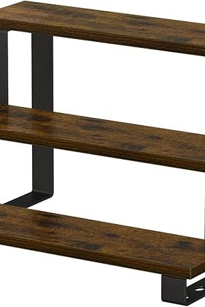 YINMIT Wooden Display Riser Stand,15.75 Inch Tiered Perfume and Cologne Organizer Stand, 3 Tier Spice Rack Organizer, Rustic Display Shelf for Candles (Brown,3 Tier Large)