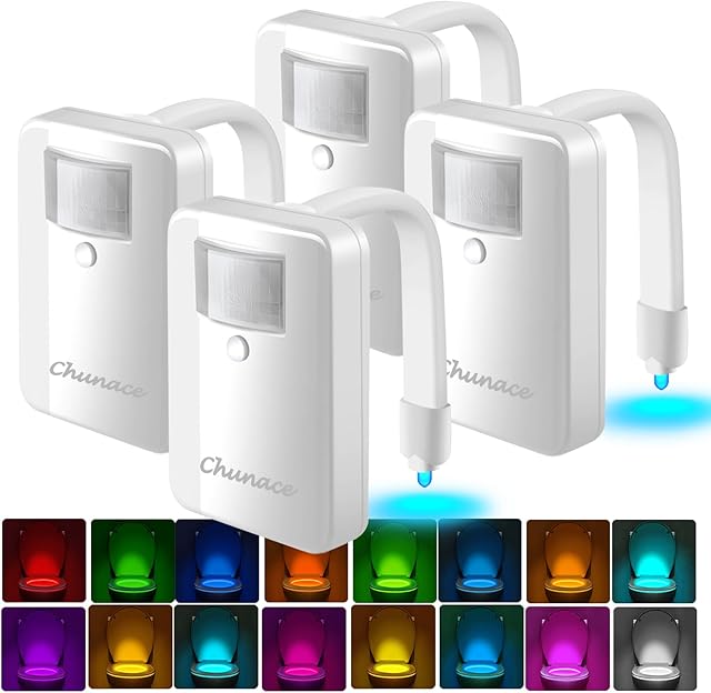 Chunace 4 Pack Toilet Night Light 16 Colors