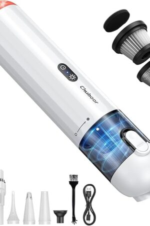 Chuboor Handheld Car Vacuum Cleaner, 14,000Pa Cordless Vacuum Cordless Rechargeable, 120 WPowerful Mini Hand Vacuum with Multifunctional Nozzle for Car, Home, Office, Pet Hair (White)