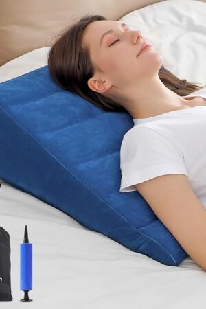 AllSett Health Inflatable Wedge Pillow for Sleeping, Portable Travel Pillow for Sitting in Bed, Inflatable Wedge Pillows for Travel, Blow Up Wedge Pillow Under Knee Pillow