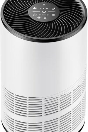 DUMOS Air Purifiers for Home Bedroom with a 3-in-1 HEPA Built-in Filter, Covers up to 1200 ft², True H13 Air Cleaner with Quiet Sleep Mode for Large Room, Removing Odor Smoke Dust Pet Dander White
