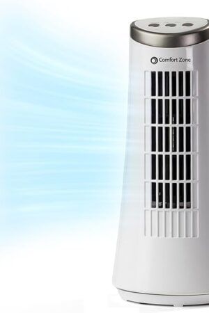 Comfort Zone 12 inch Oscillating Desktop Tower Fan Bladeless Stand Fan
