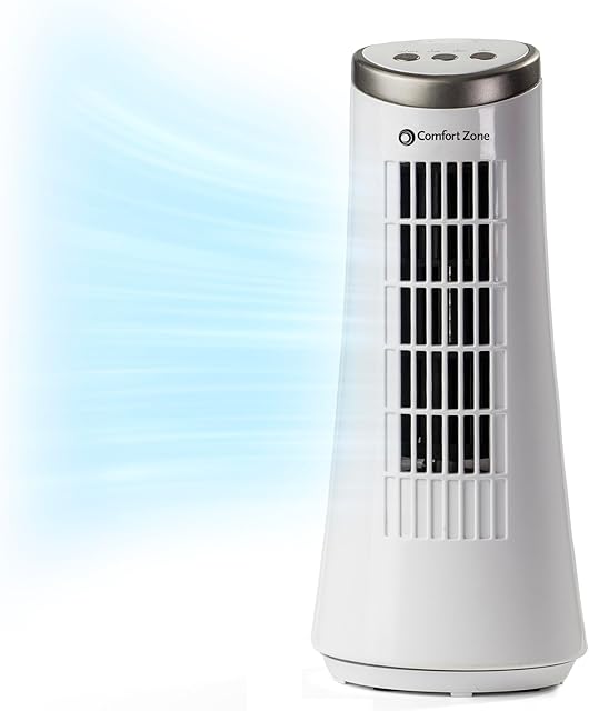 Comfort Zone 12 inch Oscillating Desktop Tower Fan Bladeless Stand Fan