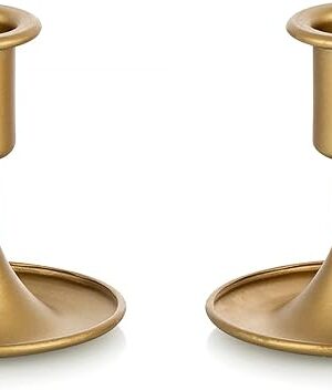Candlestick Holders Taper Candle Holders, Romadedi Gold Candle Stick Candle Holder for Table Centerpiece, Wedding Reception, Festive Christmas Mantel Decoration or Home Decor, Set of 2