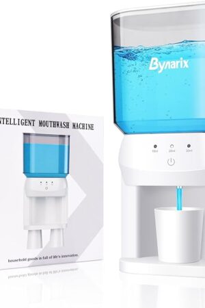 Automatic Mouthwash Dispenser for Bathroom, 20.2Oz Wall Mounted Mouth Wash Dispenser with Magnetic Cups, 3 Dispensing Level, Smart Mouthwash Dispenser for Adult, Bathroom Accessories White