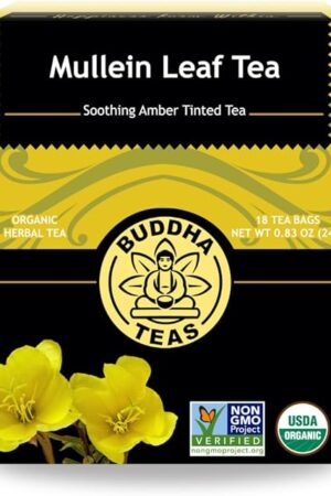 Buddha Teas Organic Mullein Leaf Tea, 18 Tea Bags, Caffeine Free | With Antioxidants | 100% Kosher & Non-GMO | For Health & Wellbeing