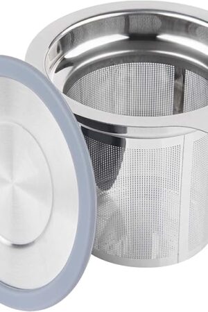 Vaincre Extra Fine Mesh Tea Infuser/Strainer, Stainless Steel Loose Leaf Tea Steeper/Diffuser with Large Capacity Basket and Lid, Fits Teapots, Mugs, Cups