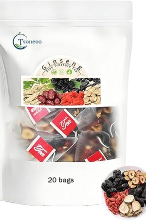 Chinese Herbal Ginseng Six Treasure Tea for Liver & Kidney Care (1box) | 6 Precious Ingredients | Men's Herbal Tea | Pure Chinese Herbal | Five Treasures Tea