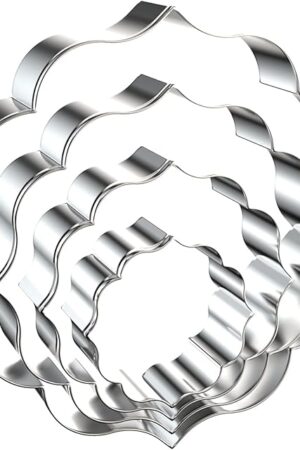 Circle Plaque Cookie Cutter Set Extra Large - 5 inch, 4 inch, 3 inch, 2 inch - 4 Piece Round Fancy Plaque Frame Cookie Cutters Shapes Molds - Stainless Steel