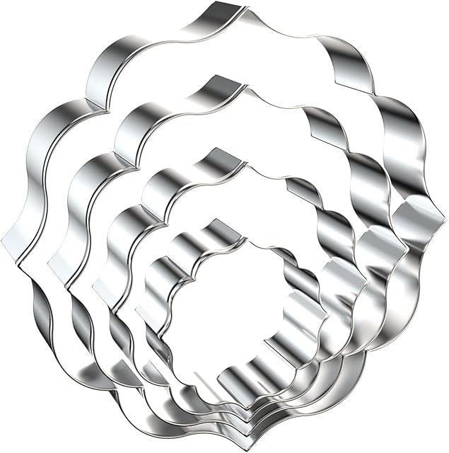 Circle Plaque Cookie Cutter Set Extra Large - 5 inch, 4 inch, 3 inch, 2 inch - 4 Piece Round Fancy Plaque Frame Cookie Cutters Shapes Molds - Stainless Steel