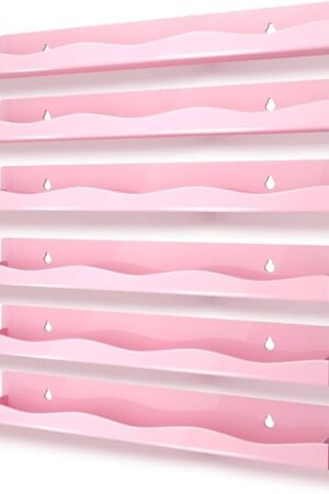 YMVV 6 Pack Nail Polish Wall Mounted Shelf,15 Inch Nail Polish Floating Shelves for 66-90 Bottles Multi-Purpose,Ideal Gift, Great Display for Salons Retailers,Pink