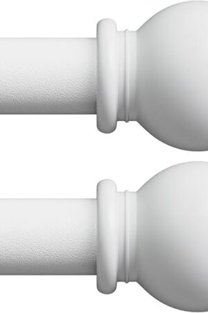White Curtain Rods for Windows 28-48 inch, 2 Pack 5/8" Curtain Rod Set with Brackets, Splicing Adjustable Curtain Rod for Bedroom, Kitchen, Living Room, Matte White