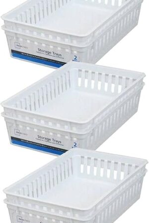Basic White Storage Trays (6, Rectangle) by Mainstay