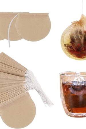 400pcs Tea Bags for Loose Leaf Tea Empty Tea Bags Loose Leaf, Disposable Round Natural Tea Filter Bags, Paper Drawstring Tea Bags Unbleached Tea Coffee Bags, Bath Spice Herbs Brewing Soup Bags