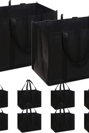 DIOMMELL Grocery Bags Shopping Tote Produce Bag Black
