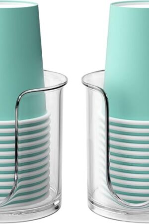 Bathroom Cup Dispenser,Small Disposable Paper Cup Holder,Compact Mouthwash Cups Holder PC Cup Dispenser for Bathroom Vanity Countertop (2 Pack)