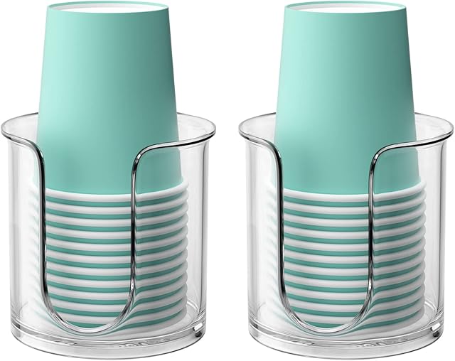 Bathroom Cup Dispenser,Small Disposable Paper Cup Holder,Compact Mouthwash Cups Holder PC Cup Dispenser for Bathroom Vanity Countertop (2 Pack)
