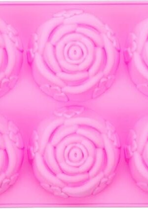 1Pc Rose Ice Cube Mold, Silicone Flower Ice Cube Trays, 6 Cavity Cocktails Whiskey Candy Chocolate Cake Cookie Cupcake Baking Molds