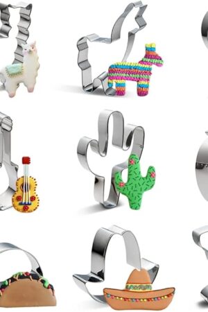 Cinco de Mayo/Mexican Fiesta Pinata Cookie Cutters Stainless Steel Cake Tool DIY Pastry Decorating (9pcs)