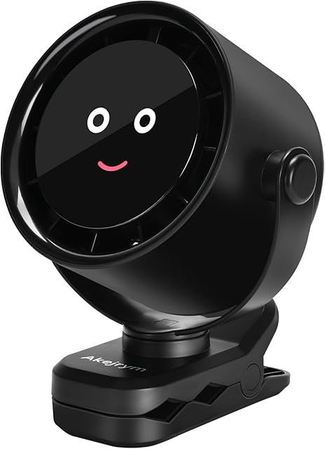 Clip on Fan for Bed, Portable Fan for Travel, 360° Rotate Battery Operated Personal Fan, Air Turbo Tech & Digital display, stroller fan with 5 Speeds, For Home Office Stroller Camping - Black