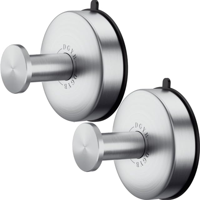 DGYB Suction Cup Hooks Stainless Brushed Nickel Set of 2