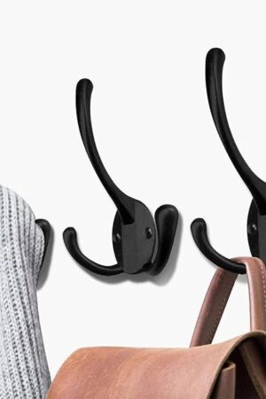 Wall Mounted Coat Hooks 5 Pack Heavy Duty Black Hardware Robe Hooks Decorative for Single Hanging Coats Towel Cubicle Classroom Kitchen Bath Backpack Hat Hook