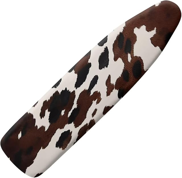Brown Cow Print Scorch and Stain Resistant Ironing Boards Cover Fits Over The Door Ironing Board Dustproof Reflects Heat Fabric Iron Pad Covers for Home Indoor Ironing Decor