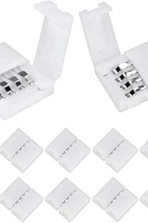 10Packs 4-Pin RGB LED Light Strip Connectors 10mm Unwired Gapless Solderless Adapter Terminal Extension for SMD 5050 Multicolor Strip