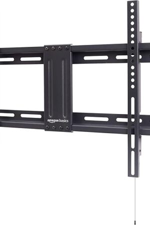Amazon Basics Low Profile TV Wall Mount with Horizontal Post Installation Leveling for 32 to 86 inch TVs, Black