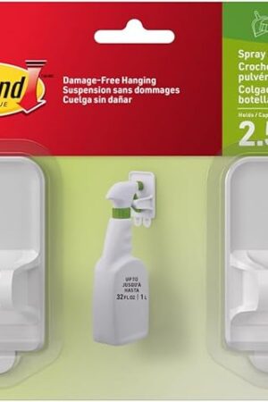 Command Spray Bottle Hangers, Holds up to 32 fl oz, 2 Hangers with 4 Command Strips, Damage Free Spray Bottle Holder Wall Mount to Cabinet, Kitchen, or Under Sink