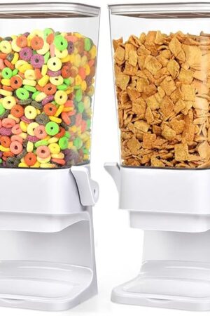 Cereal Dispenser Countertop 2 Pack 5.5 Qt Large Cereal Storage Container Holder Dispenser for Pantry Dry Food Snack Nut Candy Dispenser Countertop Kitchen Organization Storage for Oatmeal Granola