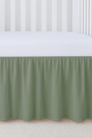 Crib Ruffle Bed Skirt Microfiber Nursery Bedding Skirt for Baby Girls (28? x 52? x 14’’) Inch - Sage Solid