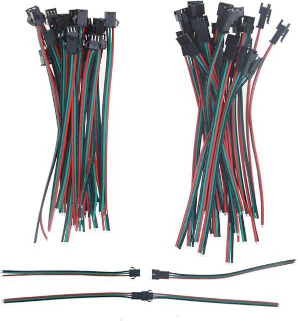 ALITOVE 20 Sets 3 Pin JST SM Male Female Plug LED Connector Cable 15cm 20awg Wire for WS2812B WS2812 WS2811 SK6812 SK6812-RGBW LED Strip Light