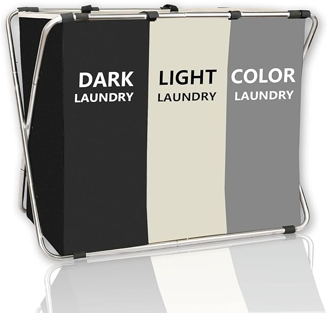 180L Laundry Basket Sorter, Large 3 Section Collapsible Laundry Hamper for Laundry Room Organization, 28" x 21"x 15" Dirty clothes Hamper Bag for Bedroom Blanket Storage Organizer (3 Section Black)