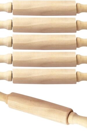 BILLIOTEAM 6 Pack 8 Inch Mini Wood Rolling Pin,Great for Children Kids Girls and Boys,Small Wooden Rollers for Art and Crafting,Baking,Cookie Dough,Cooking,Clay,Play Doh