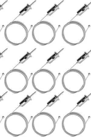 12 Sets Hexagon Garage Lights Suspension Cables Kit Steel Hanging Chains 3.28ft, Hex Honeycomb Light Connectors Pendant Light Wire Rope Cable Heavy Duty Chandelier Wire Adjustable (1m 12pcs)