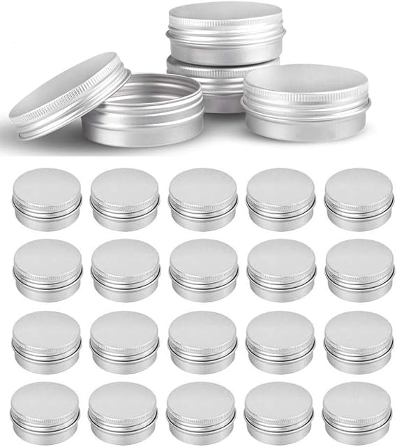 48 Pcs 1 oz Tins Silver Aluminum Tins Cans Screw Top Round Steel tins Screw Lid Containers