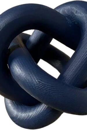 Wood Knot Decor - Coffee Table Chain Link Decor, Hand Carved Boho Rustic Modern Shabby Chic Style, Navy Blue