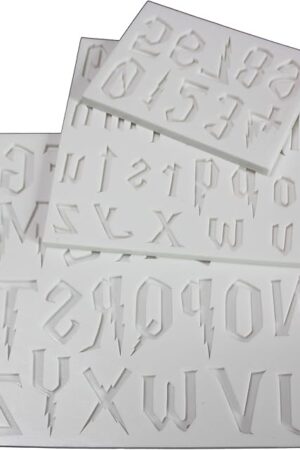 3-Piece Silicone Mold Set for Magical Lightning Shaped Letters and Numbers - Ideal for Fondant Cakes, Chocolate, Resin Crafts, Gumpaste, DIY Crafts Creation