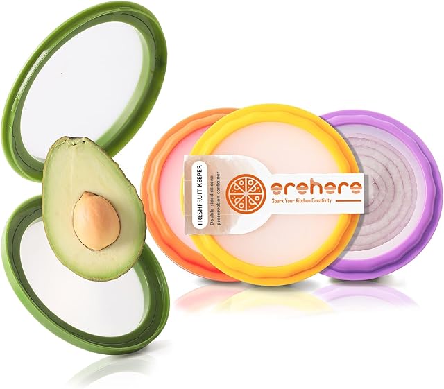 4-Piece Airtight Food Storage Containers Set – Avocado Saver, Onion Keeper, Silicone Kitchen Organizers for Fridge, Reusable & Leak-Proof to Lock in Freshness