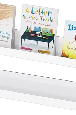 Carmanon Magnetic Book Shelf for Whiteboard, Reusable Acrylic Book Display Shelf with Strong Adsorption Capacity, Magnetic Book Holder for Classroom Refrigerator Office Teacher Kids, White
