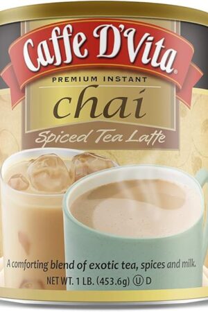 Caffe D'Vita Spiced Chai Latte Mix Chai Tea Powder 1 Lb Can