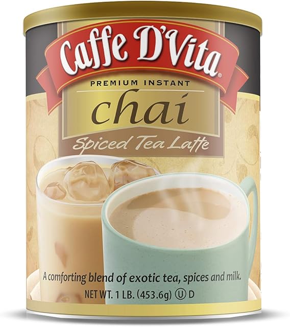 Caffe D'Vita Spiced Chai Latte Mix Chai Tea Powder 1 Lb Can