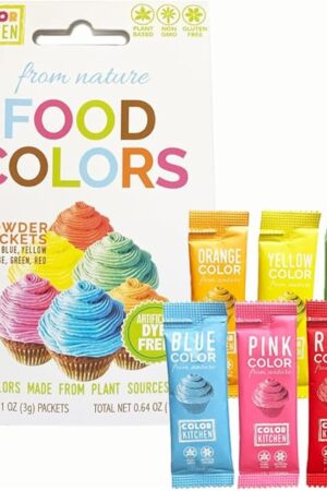 Color Kitchen Food Coloring Vibrant 6 Pack – Plant-based Colors, Artificial Dye-free, Gluten-free, Non-GMO, Kosher, Vegan, Colors for Frosting and Natural Healthy Baking, Soy free