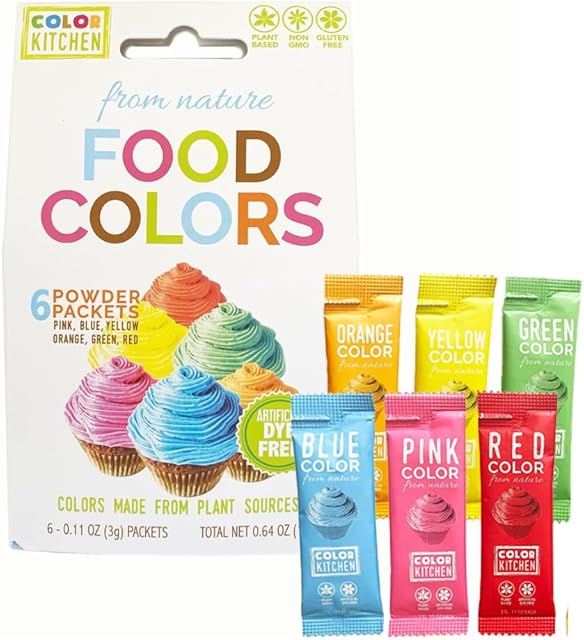 Color Kitchen Food Coloring Vibrant 6 Pack – Plant-based Colors, Artificial Dye-free, Gluten-free, Non-GMO, Kosher, Vegan, Colors for Frosting and Natural Healthy Baking, Soy free