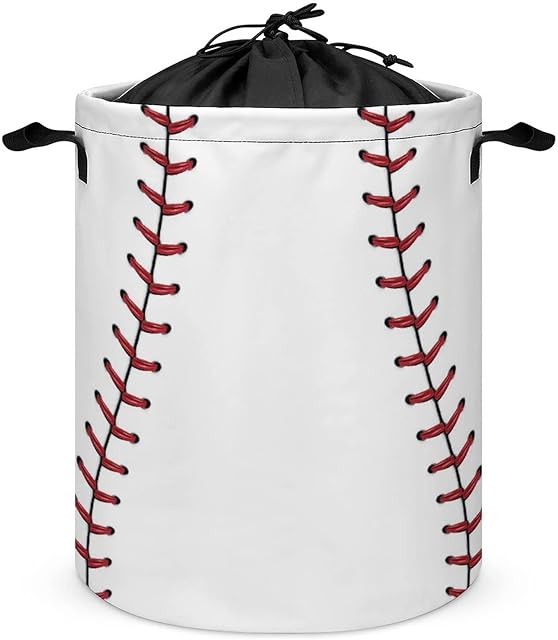 Baseball Hamper Laundry Basket Waterproof Collapsible with Drawstring Dirty Clothes Storage Bag for Bathroom Dorm Toy Organizer