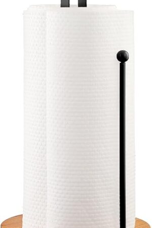 Wood Paper Towel Holder Countertop, TONLEA Kitchen Paper Towel Holder FreeStanding with Non-Slip Base for Kitchen and Bathroom Organization, Kitchen Roll Holder for Standard and Large Rolls