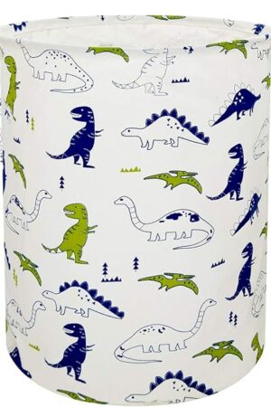 Dinosaur Laundry Basket Baby Laundry Hamper Cute Kids Hamper Toy Storage Bin Handles for Boys and Girls Dinosaur Room Decor (Polychrome Dinosaurs)