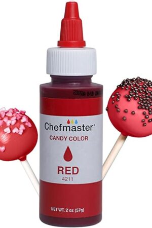 Chefmaster Red Candy Color | True-Tone Shades | Oil-Based | Professional-Grade Dye | Chocolate, Strawberries, Cake Pops | Decorating | 2 oz