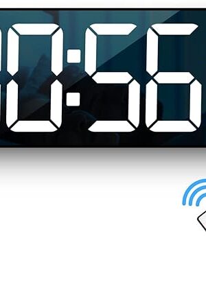 Digital Wall Clock Large Display, 16.2 Inch , LED Digital Clock with Remote Control for Living Room Decor, Automatic Brightness Dimmer with Date Week Temperature (Orange)